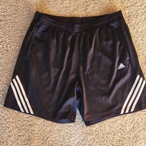 Adidas Men's Black Athletic Shorts with White Stripes